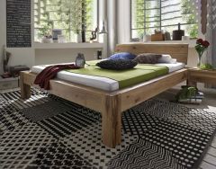 Bett Baumkante mit Kopfteil auch ohne Kopfteil erhältlich|Massivholz-Bett Baumkante in Wildeiche