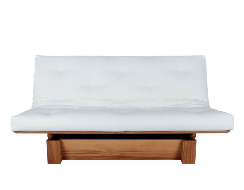 Schlafsofa b2 mit Futon. In 10 unterschiedlichen Holzarten verfügbar. (Holzmuster siehe unten).
