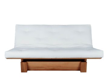 Schlafsofa b2 mit Futon. In 10 unterschiedlichen Holzarten verfügbar. (Holzmuster siehe unten).